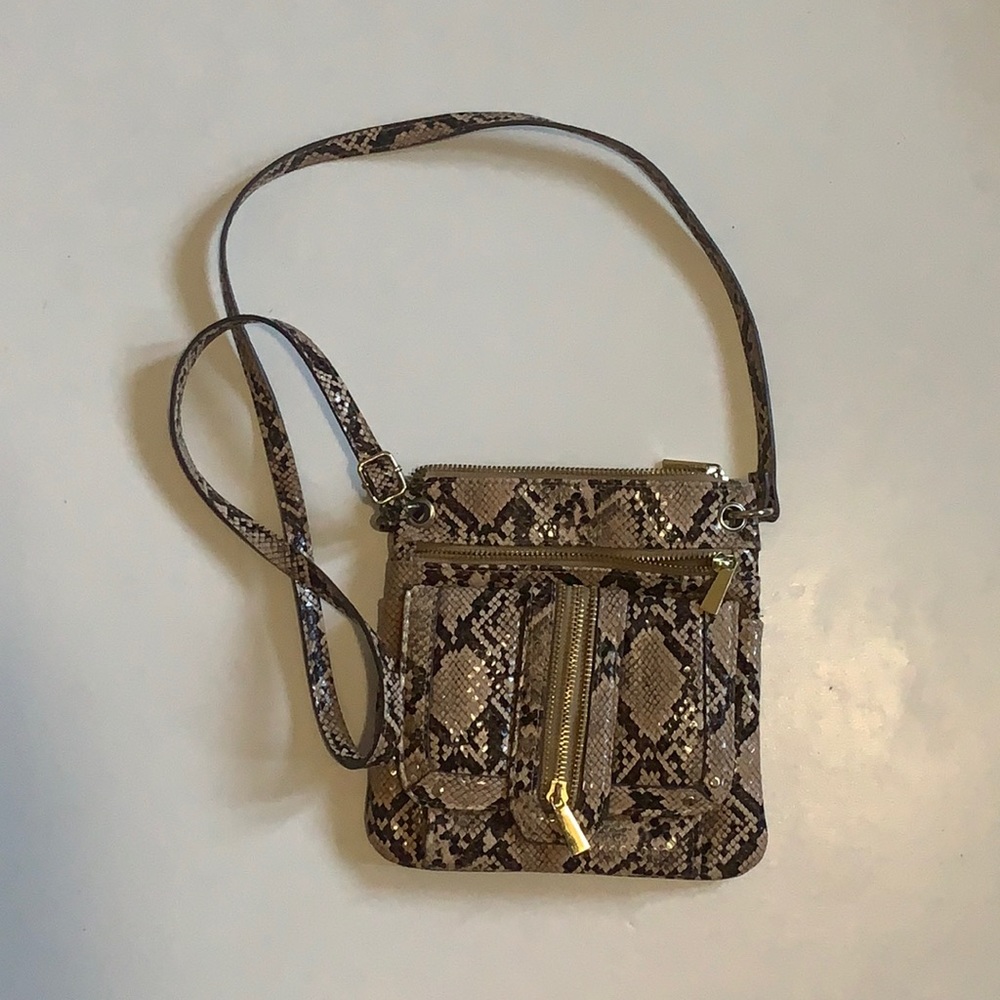 Cross body fake snake skin brown and Beigh